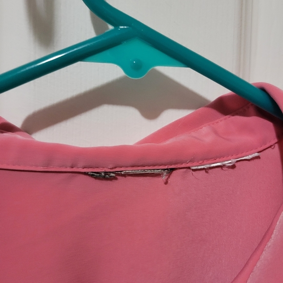 Vintage pink short sleeve button front collared blouse large - Picture 7 of 8